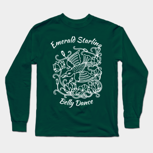 Belly Dance Long Sleeve T-Shirt - ESBD Logo - White by EmeraldStarlingBD
